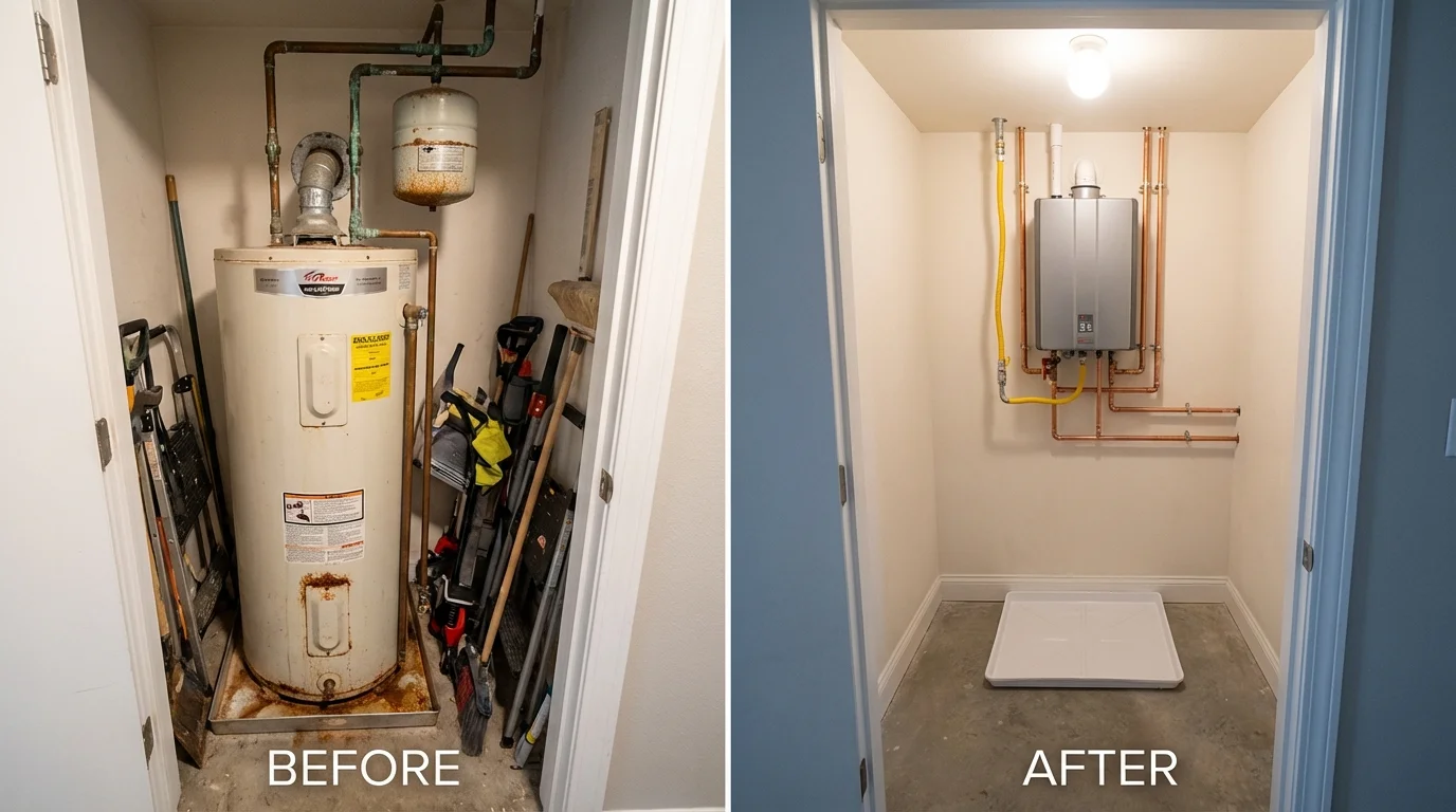 Tank water heater versus wall-mounted tankless unit comparison for Locust Fork, AL homeowners